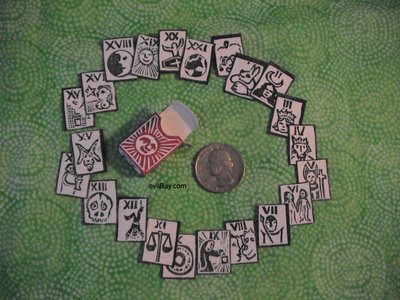 Hand printed mini Tarot deck